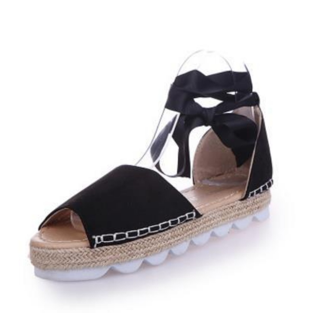 NWOT Platform Ankle Ribbon Tie Sandals